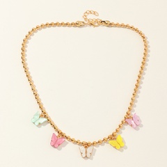 Runde Perlenkette für Kinder Acryl Schmetterling Mädchenhalskette girl