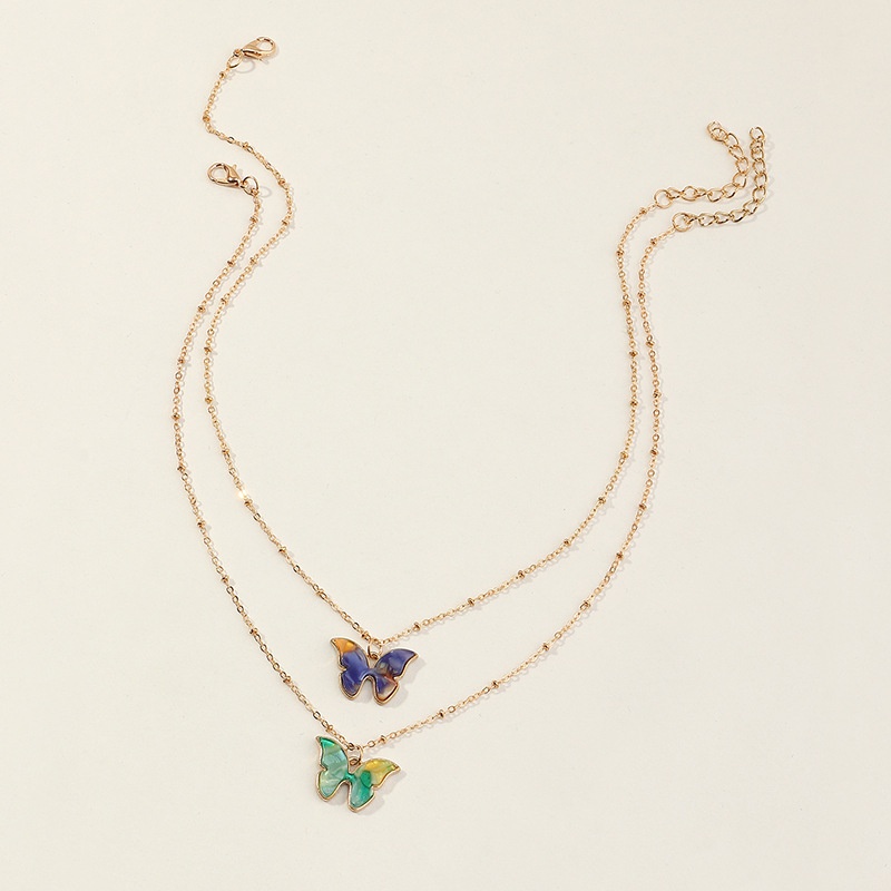 Colorful butterfly alloy pendant cute girl children necklace wholesale