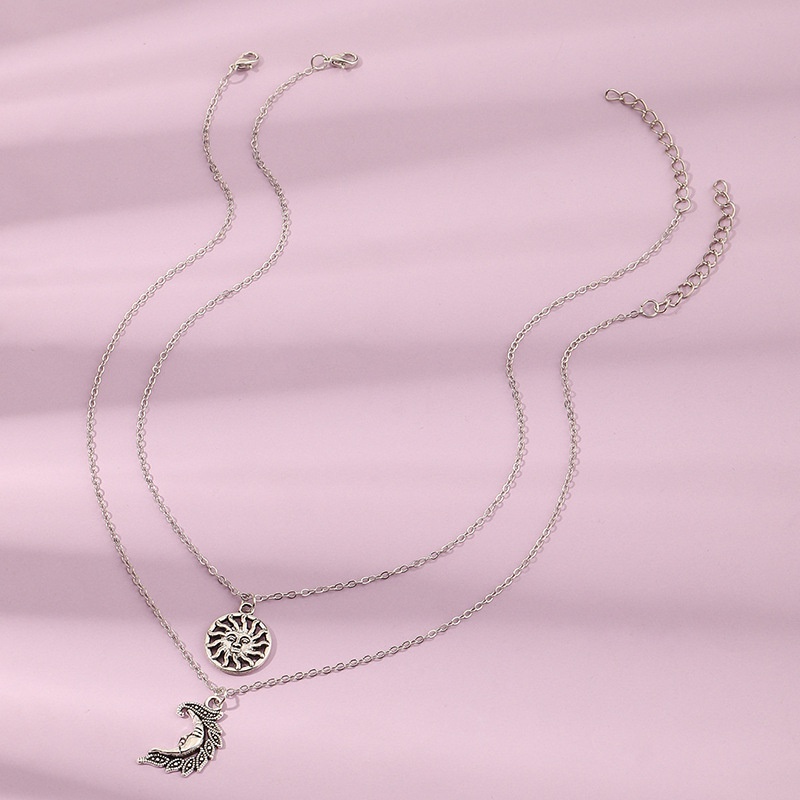 Childrens necklace alloy pendant sun moon necklace set