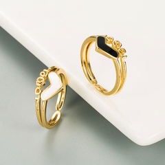 Copper-plated 18K gold RINGS LOVE love black and white dripping oil ring