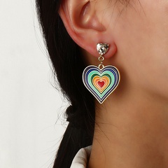 Rainbow love earrings retro alloy drop nectarine heart girl earrings