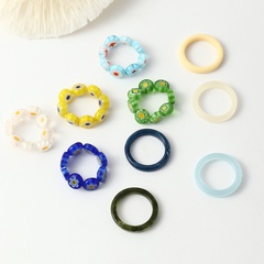 colorful glass bead ring adjustable women's rings