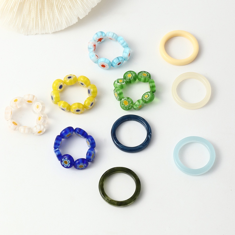 colorful glass bead ring adjustable womens rings