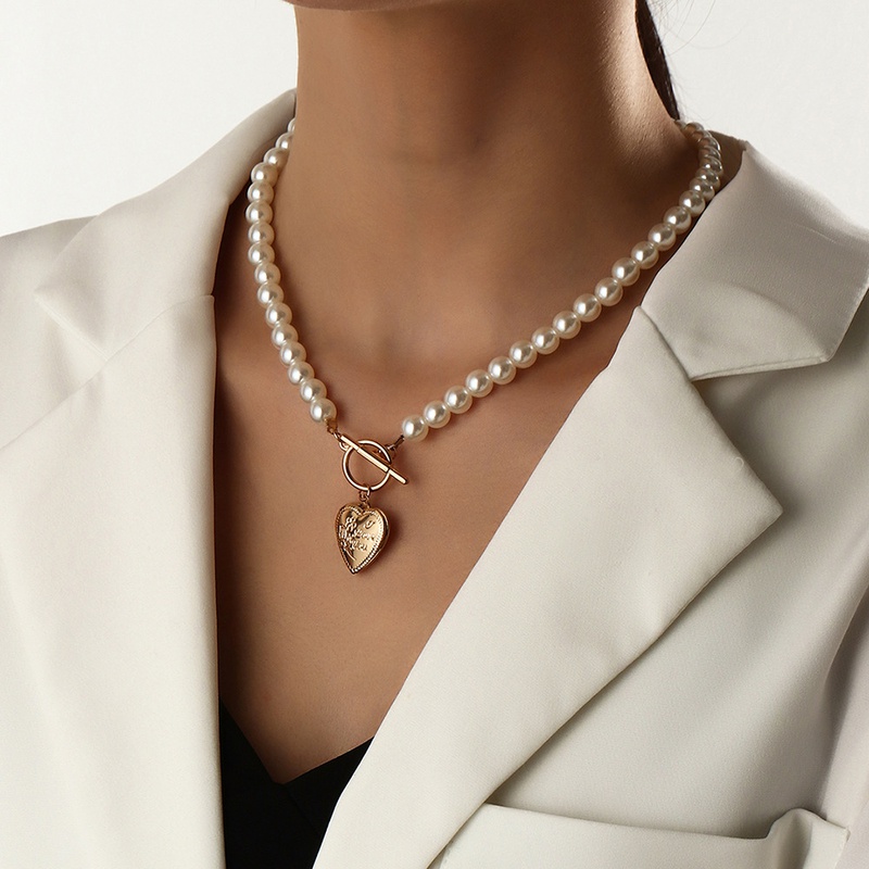 Fashion Retro Pearl Love Box Pendant Necklace