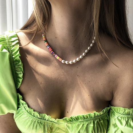 Perlenkette kurze SchlüsselbeinketteBohemian Ethno-Stil farbige Halskette's discount tags