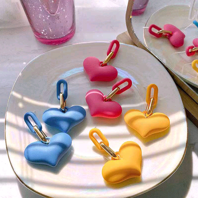 fashion new style concise trend candy color peach heart earrings