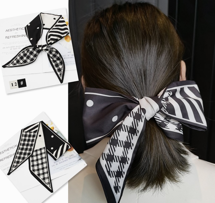 new korean fashion style long strips bowknot letter ribbon headband