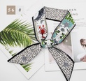 French fashion style new long tie hair silk scarf bow knot letter wave dot hair bandpicture72