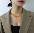 fashion tassel clasp thick chain titanium steel necklace bracelet setpicture21
