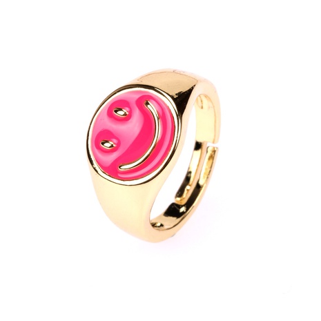 fashion copper-plated dripping oil smiley face opening ring's discount tags