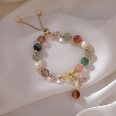 fashion color crystal fishtail pendent pearl bracelet