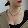 fashion tassel clasp thick chain titanium steel necklace bracelet setpicture29