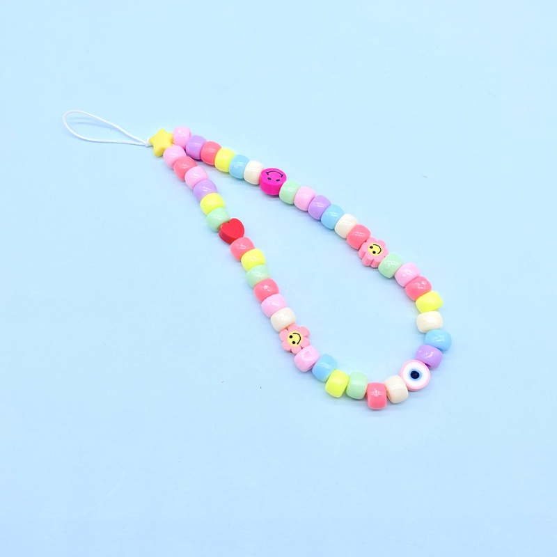 new bohemian style simple lanyard smiley soft ceramic acrylic mobile phone chain