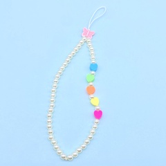 Korea fashion style beaded butterfly imitation pearl anti-lost mobile phone chain