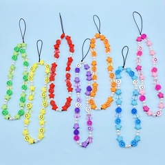 fashion new style colorful beads soft pottery smiley face pearl mobile phone chain