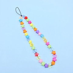creative fashion acrylic five-pointed star smiley mobile phone lanyard