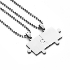 fashion titanium steel square puzzle pendant couples necklaces
