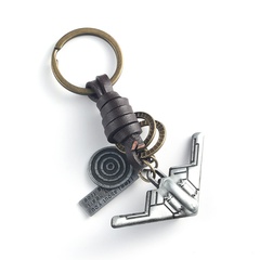 Vintage B2A aircraft leather keychain hand-woven car key pendant