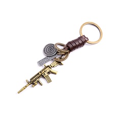 Porte-clés en cuir de vachette tissé à la main de moule de pistolet M4 de mode en gros