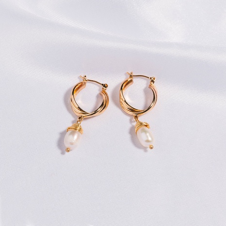 fashion gold thread winding natural freshwater pearl earrings's discount tags