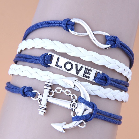 retro creative 8-character LOVE shield anchor bracelet's discount tags