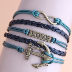 Fashion 8-character LOVE shield anchor combination multi-layer alloy bracelet wholesale