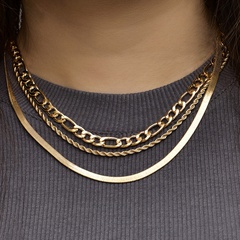 fashion twist flat snake chain multi-layer necklace