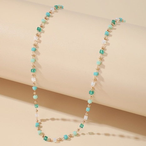 Mode Korea einfachen Stil grün Perlen Zuckerwürfel runde Perlenkette's discount tags