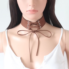 Fashion wide velvet belt lace-up choker wholesale