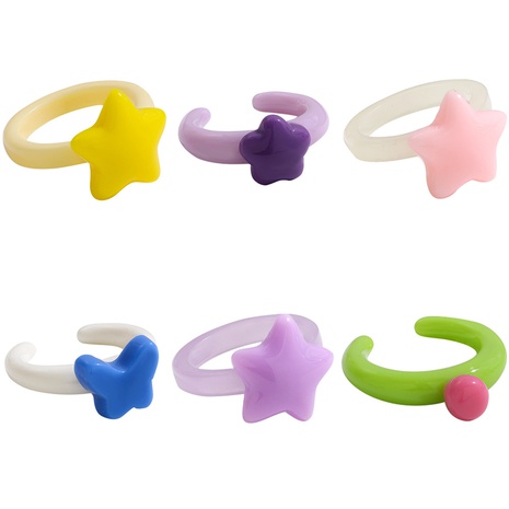wholesale Korean three-dimensional star resin ring's discount tags