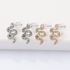 Korea snake rhinestone alloy earrings wholesale