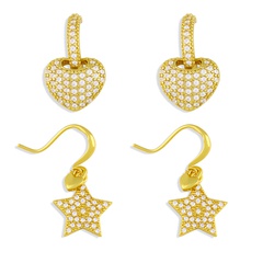 Fashion heart-shape copper inlaid zircon earrings wholesale