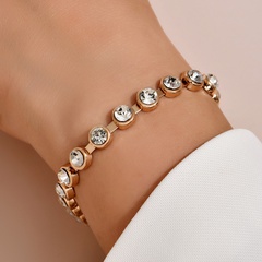 Bracelet rond plaqué or serti de diamants de style nouveau et simple