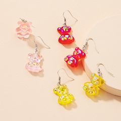 Fashion cute bear colorful resin earrings wholesale