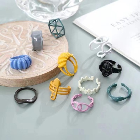 retro geometric spray color alloy ring's discount tags