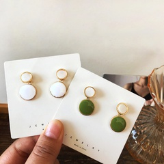 Fashion round stitching creative dripping oil color alloy earrings