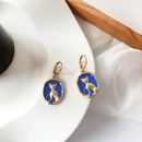Retro Blue Cat Round Oil Drop Alloy Earringspicture11