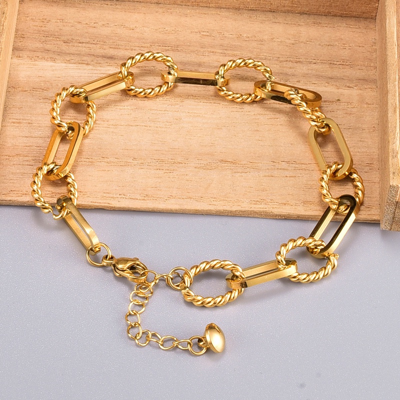 Simple thick chain geometric titanium steel bracelet wholesale
