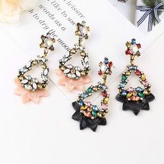 fashion alloy diamond flower long earrings wholesale