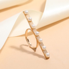 fashion geometric inlaid pearl alloy opening adjustable ring