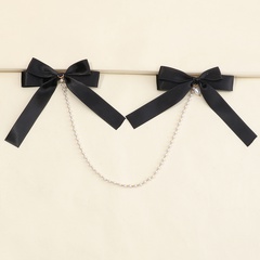 korean fashion simple style Bowknot pearl chain word clip