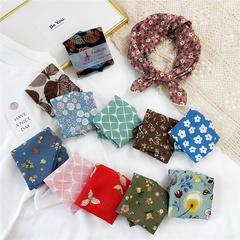fashion floral printing cotton and linen small square scarf