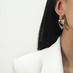 Korean pearl gravel love earrings candy color heart earrings