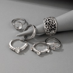 new fashion style all-match hollow flower diamond geometric triangle ring set