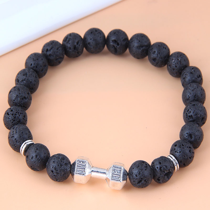 Fashion metal dumbbell volcanic stone alloy bracelet wholesale