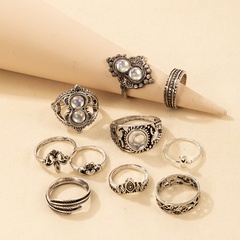 fashion Diamonds Simple Love Leaf Crown Ring 10-Piece Set