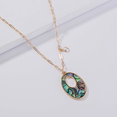 Fashion oval color abalone shell alloy necklace wholesale