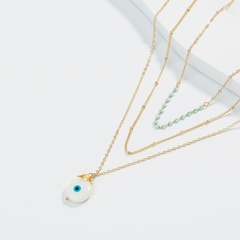 Bohemian Bead Eye Pendant Hand-woven Double Necklace
