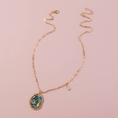 fashion irregular metal pendant natural color abalone shell necklace