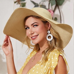Fashion sunscreen solid color oversized straw hat wholesale